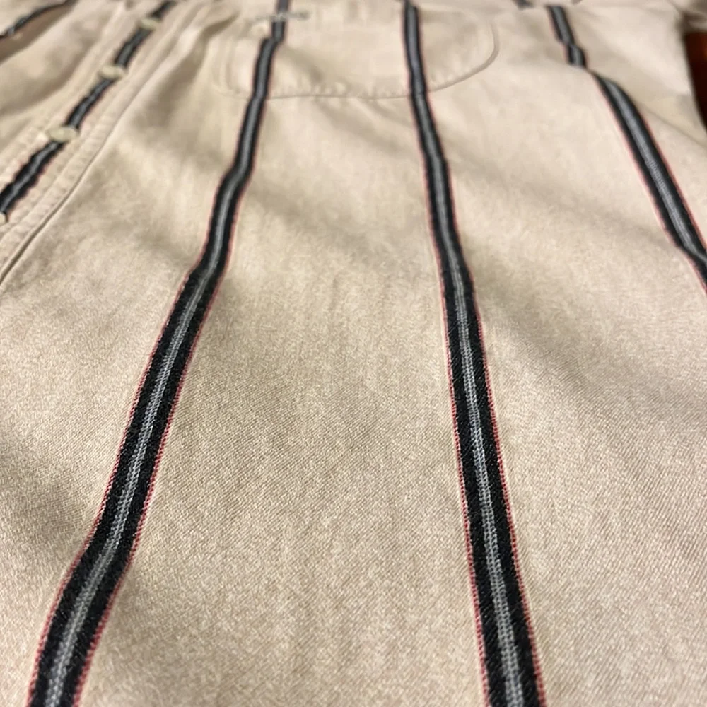Chaps Ralph Lauren Vintage 1980s Cream Striped Short Sleeve Dress Shirt |M - Picture 8 of 9